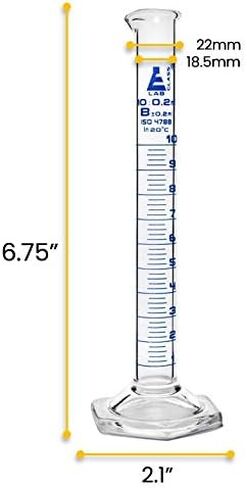 Graduated Cylinder, 1000ml - Class B Tolerance ±10.0ml - Hexagonal Base - Blue Graduations - Borosilicate 3.3 Glass - Eisco Labs in Saudi Arabia