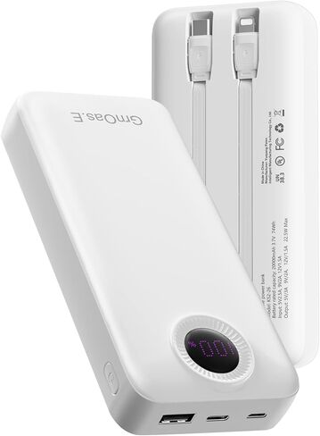 شاحن محمول بقدرة 20000 مللي أمبير في الساعة، بنك طاقة سريع الشحن بقدرة 22.5 وات، بطارية بديلة للهاتف الخلوي مع 5 مخارج ومدخلين لهاتف iPhone 16/15 Plus/15 Pro Max وSamsung Galaxy والمزيد (عبوة واحدة، أبيض لؤلؤي) in Kuwait