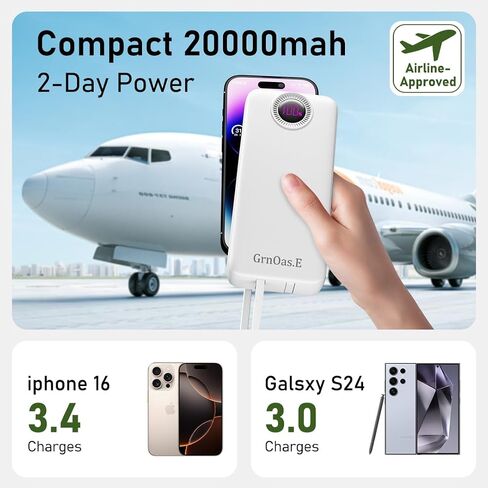 شاحن محمول بقدرة 20000 مللي أمبير في الساعة، بنك طاقة سريع الشحن بقدرة 22.5 وات، بطارية بديلة للهاتف الخلوي مع 5 مخارج ومدخلين لهاتف iPhone 16/15 Plus/15 Pro Max وSamsung Galaxy والمزيد (عبوة واحدة، أبيض لؤلؤي) in Kuwait