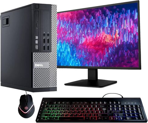 Dell Optiplex 9020 Desktop Computer PC, Intel Quad-Core i5, 500GB HDD Storage, 8GB DDR3 RAM, Windows 10 Pro, DVD, WiFi, 20in Monitor, RGB Productivity Bundle (Renewed) in Saudi Arabia