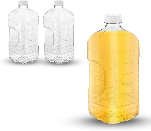 MT Products 64 oz Empty Clear PET Plastic Juice Bottles with Tamper Evident Caps Set of 4 Bottles and 4 Caps - Made in The USA in Kuwait