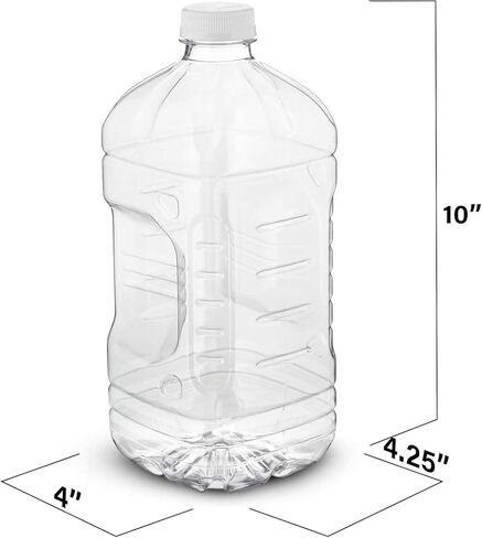 MT Products 64 oz Empty Clear PET Plastic Juice Bottles with Tamper Evident Caps Set of 4 Bottles and 4 Caps - Made in The USA in Kuwait