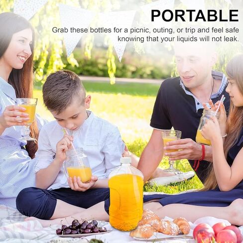 MT Products 64 oz Empty Clear PET Plastic Juice Bottles with Tamper Evident Caps Set of 4 Bottles and 4 Caps - Made in The USA in Kuwait