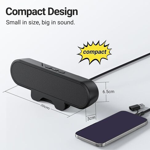 SUNGOOYUE Computer Speakers with Clamp Mount, USB Powered 10W Stereo Sound for Desktop Monitor, Space Saving USB C Connectivity PC Laptop Workstation in Saudi Arabia