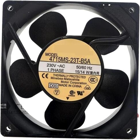 ل 4715MS-23T-B5A التيار المتناوب 230 فولت 50/60 هرتز 15/14 واط 12 سنتيمتر 12038 120x120x38 مللي متر 2600 دورة في الدقيقة مزدوجة الكرة تحمل مروحة التبريد in Saudi Arabia