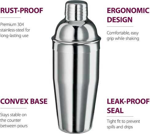 مجموعة شيكر الكوكتيل المكونة من 7 قطع - أدوات البار - مجموعة شيكر الكوكتيل المصنوعة من الفولاذ المقاوم للصدأ، مع جميع ملحقات البار، مصفاة كوكتيل، جيجر مزدوج، ملعقة بار، فتاحة زجاجات، فوهات صب in Kuwait