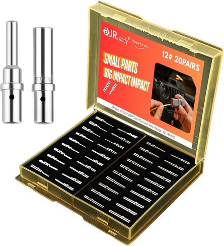 JRready ST6257 DTP حجم البرميل الصلب 12 اتصالات DTP مجموعة طرفية موصل 20 قطعة دبابيس ذكر 0460-204-12141 و20 قطعة مقابس أنثى 0462-203-12141 لحجم السلك من 12 إلى 14 awg in Kuwait