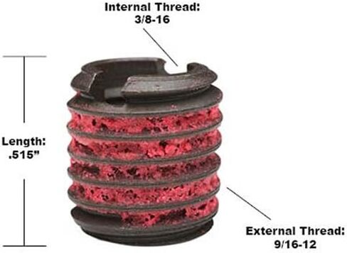 E-Z LOK - 335-6 E-Z Lok Externally Threaded Insert, C12L14 Carbon Steel, Meets AISI 12L14, 3/8"-16 Internal Threads, 5/8"-11 External Threads, 0.656" Length, Made in US (Pack of 5) in Kuwait
