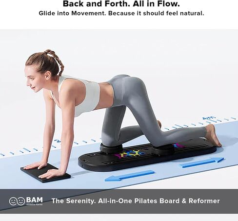 Bam Athletica 2025 Pilates Pilates Board | آلة بيلاتيس المنزلية المدمجة للنساء ، النواة ، الغلوت والساقين | لوحة بيلاتيس قابل للتعديل مع فرق القفز ومقاومة للمبتدئين وكبار السن in Saudi Arabia