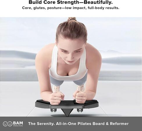 Bam Athletica 2025 Pilates Pilates Board | آلة بيلاتيس المنزلية المدمجة للنساء ، النواة ، الغلوت والساقين | لوحة بيلاتيس قابل للتعديل مع فرق القفز ومقاومة للمبتدئين وكبار السن in Saudi Arabia