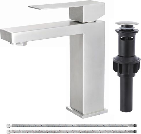 SHACO Brushed Nickel Bathroom Faucet, 4 Inch Centerset RV Camper Bathroom Faucet, 2 Handle 360° Swivel Spout Lavatory Basin Bath Vanity Bathroom Faucets for Sink 3 Hole or 2 Hole in Saudi Arabia