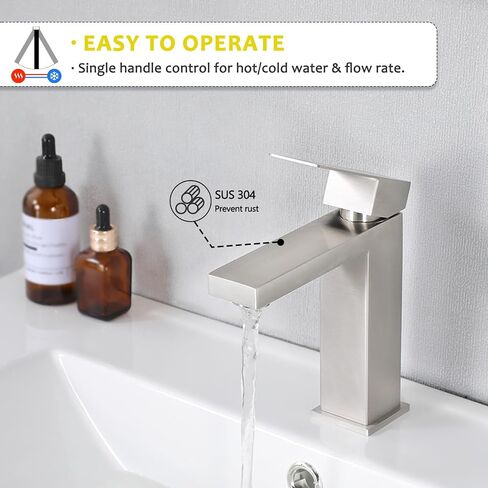 SHACO Brushed Nickel Bathroom Faucet, 4 Inch Centerset RV Camper Bathroom Faucet, 2 Handle 360° Swivel Spout Lavatory Basin Bath Vanity Bathroom Faucets for Sink 3 Hole or 2 Hole in Saudi Arabia