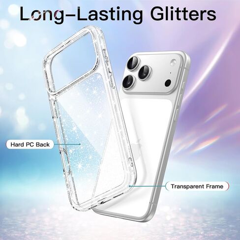 JETech Glitter Case for iPhone 17 Pro Max 6.9-Inch, Bling Sparkle Shockproof Phone Bumper Cover, Cute Sparkly for Women and Girls (Clear) in Saudi Arabia