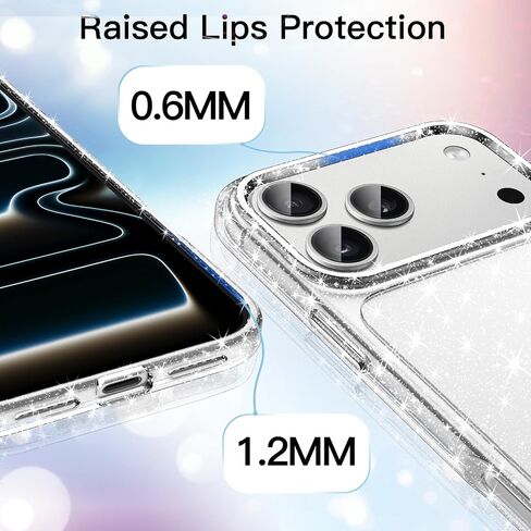 JETech Glitter Case for iPhone 17 Pro Max 6.9-Inch, Bling Sparkle Shockproof Phone Bumper Cover, Cute Sparkly for Women and Girls (Clear) in Saudi Arabia