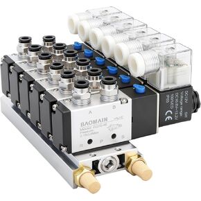 باومين صمام الملف اللولبي الهوائي 4V210-08 تيار مستمر 12 فولت براس واحد 2 وضع 5 اتجاهات 6 مع قاعدة in Kuwait