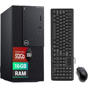 أجهزة الكمبيوتر المكتبية Dell Optiplex 3060 Mini Tower، Intel i5-8400 2.8 جيجا هرتز، ذاكرة وصول عشوائي 16 جيجا، 512 جيجا SSD، لوحة مفاتيح وماوس، واي فاي USB، Win11 Pro (متجدد) in Kuwait