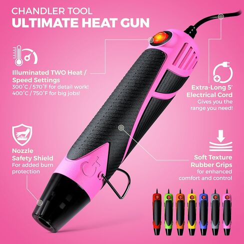 Heat Gun for Crafting, Mini Dual Temp Hot Air Gun Tool for Epoxy Resin, Shrink Wrapping, Vinyl Wrap, Embossing, Electronics, Candle Making, Sublimation, Phone Repair & DIY (Pink/Black) in Saudi Arabia
