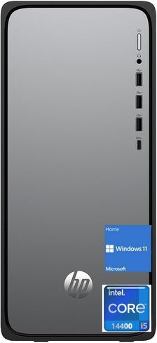 كمبيوتر مكتبي HP OmniDesk، معالج Intel Core i5-14400 (10-Core)، ذاكرة الوصول العشوائي 32 جيجابايت، 1 تيرابايت SSD، USB أسود سلكي KB & M، wif6، بلوتوث 5.4، Windows 11 Home، Meteor Silver (2025) in Kuwait