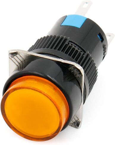 Baomain 5/8" 16mm Push Button Switch Latching Round Cap LED Lamp Red Yellow Orange Blue Green Light DC 24V SPDT 5 Pin 5 Pack in Kuwait