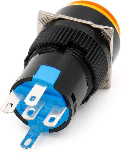 Baomain 5/8" 16mm Push Button Switch Latching Round Cap LED Lamp Red Yellow Orange Blue Green Light DC 24V SPDT 5 Pin 5 Pack in Kuwait