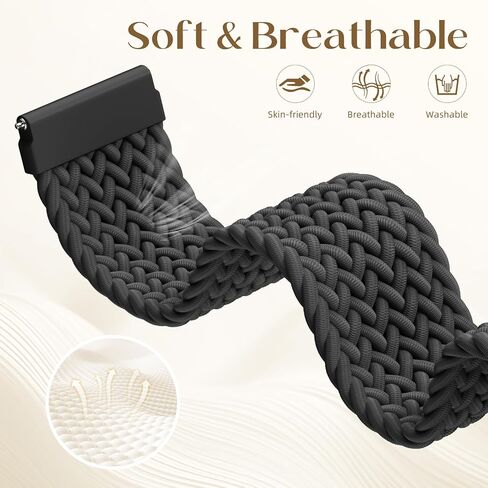 18mm Magnetic Braided Nylon Bands Compatible with Garmin Vivoactive 4s/Venu 4(41mm)/Venu 3S/ 2S/ Forerunner 255S/265S, Adjustable Stretchy Quick Release Replacement Watch Strap for Women in Saudi Arabia