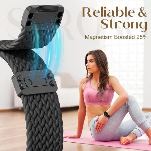 18mm Magnetic Braided Nylon Bands Compatible with Garmin Vivoactive 4s/Venu 4(41mm)/Venu 3S/ 2S/ Forerunner 255S/265S, Adjustable Stretchy Quick Release Replacement Watch Strap for Women in Saudi Arabia