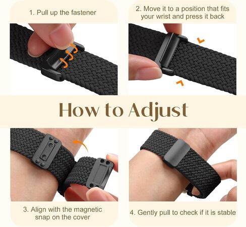 18mm Magnetic Braided Nylon Bands Compatible with Garmin Vivoactive 4s/Venu 4(41mm)/Venu 3S/ 2S/ Forerunner 255S/265S, Adjustable Stretchy Quick Release Replacement Watch Strap for Women in Saudi Arabia