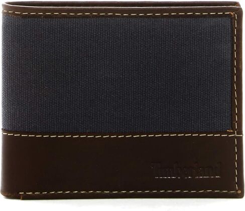 Timberland Men's Baseline Leather Canvas Wallet with Attached Flip Pocket in Saudi Arabia