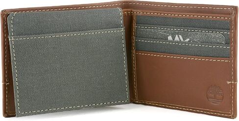 Timberland Men's Baseline Leather Canvas Wallet with Attached Flip Pocket in Saudi Arabia