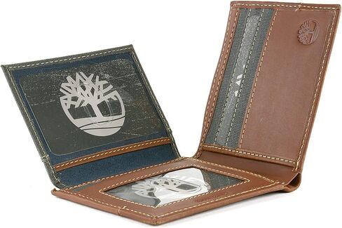 Timberland Men's Baseline Leather Canvas Wallet with Attached Flip Pocket in Saudi Arabia