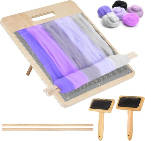 2PCS Wool Carders with Drop Spindle Set, Hand Carders Wool Needle Felting Brush, Drop Spindle Maple Top Whorl Spinning Smooth Finish, for Craft Felt Project in Saudi Arabia