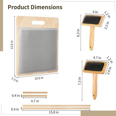 2PCS Wool Carders with Drop Spindle Set, Hand Carders Wool Needle Felting Brush, Drop Spindle Maple Top Whorl Spinning Smooth Finish, for Craft Felt Project in Saudi Arabia