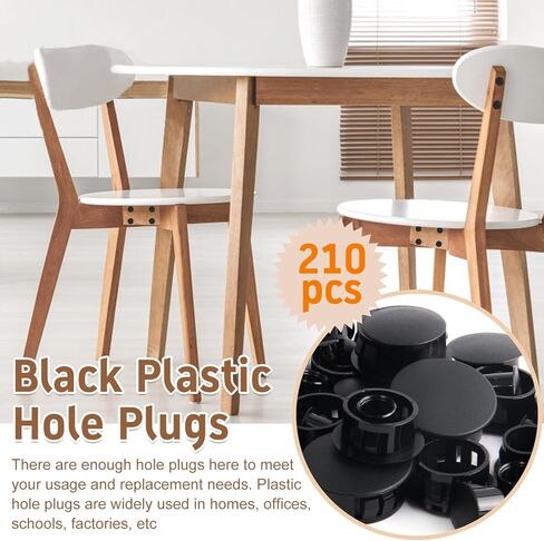 MroMax Plastic Hole Plugs 7 Sizes White Hole Plugs 3/16", 1/4", 5/16", 3/8", 1/2", 3/4", 1" Screw Hole Plugs Screw Covers Snap in Locking Plugs Assorted for Kitchen Cabinet Furniture Cupboard (210Pcs) in Saudi Arabia