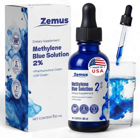 Methylene Blue 2% – 60 ML (2.03 fl oz) - 60 Day Supply - Nootropic Supplement – Ultra Pure USP Grade, – Made in USA, No Preservatives, Non-Therapeutic, Lab-Tested in Saudi Arabia