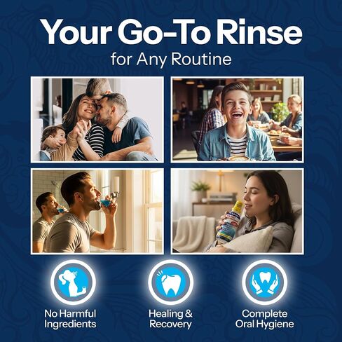 H2Ocean Healing Rinse العناية بالفم بملح البحر الطبيعي - شطف الفم للعناية بالفم - رائع للثقب والتهاب الحلق وصحة اللثة - غسول الفم الخالي من الكحول والفلورايد - ثلج الليمون، 16 أونصة in Kuwait