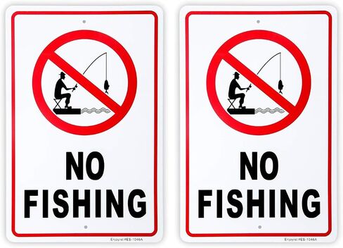 No Fishing Sign, 14"x 10" .04" Aluminum Reflective Sign Rust Free Aluminum-UV Protected and Weatherproof in Kuwait