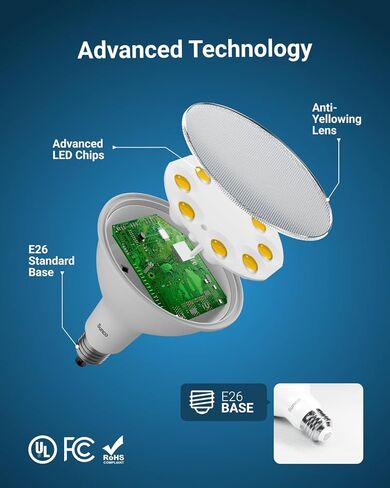 Sunco 2 حزمة من مصابيح LED الخارجية المقاومة للماء PAR38 LED لمبة، قابلة للتعتيم، 13 وات = 100 وات، ضوء نهاري 5000 كلفن، 1050 لومن، قاعدة E26، مدرج في قائمة UL Energy Star in Kuwait