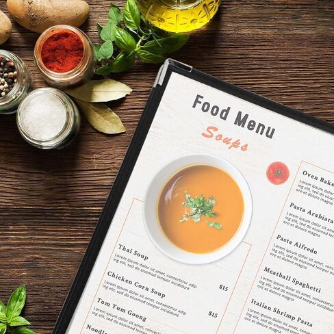 JAPCHET 30 PCS 8.5 x 11 Inch Menu Covers, Single Page Double Stitched Menu Sleeves 2 View Menu Holder for Restaurant, Cafe, Diner, Bar, Burgundy in Saudi Arabia