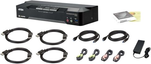 Aten - CM1942 - ATEN 2-Port 4K DisplayPort Dual Display Mini-Matrix Boundless KVM Switch - 2 كمبيوتر (أجهزة كمبيوتر) - 1 محلي in Saudi Arabia