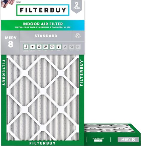 فلتر هواء 10x24x1 فلتر هواء MERV 8 دفاع الغبار (عبوتان)، استبدال مرشحات الهواء الفرن المطوية HVAC AC (الحجم الفعلي: 9.50 × 23.50 × 0.75 بوصة) in Kuwait
