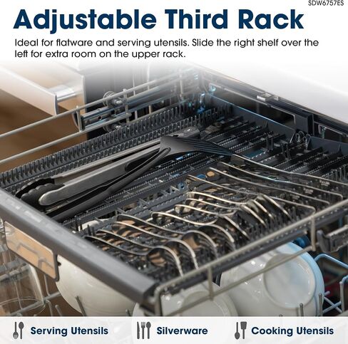 Sharp SDW6757ES Slide-In Dishwasher, Stainless Steel Finish, 24" Wide, Soil Sensors, Premium White LED Interior Lighting, Smooth Glide Rails, Heated Dry Option, Responsive Wash Cycles, Power Wash Zone in Saudi Arabia