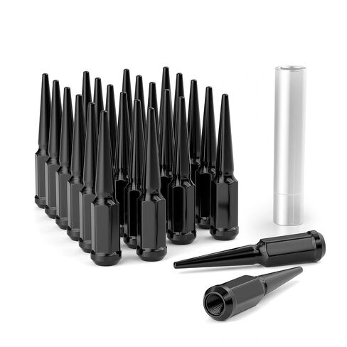 14mmx1.5 Wheel Spike Lug Nuts, 32 X Chrome M14x1.5 Lug Nut.4 Inch Tall Closed End Nuts with 1 Socket Key for Chevy Silverado, for GMC Sierra 1500 2500 3500, for F-250 F-350 2003-2024 in Kuwait