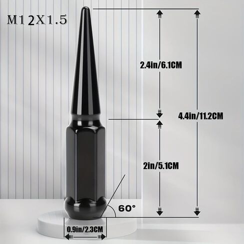 14mmx1.5 Wheel Spike Lug Nuts, 32 X Chrome M14x1.5 Lug Nut.4 Inch Tall Closed End Nuts with 1 Socket Key for Chevy Silverado, for GMC Sierra 1500 2500 3500, for F-250 F-350 2003-2024 in Kuwait