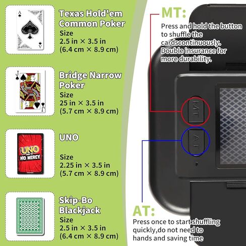 Automatic Card shuffler, 1-2 Deck Quiet & 2000 mAH USB-C Rechargeable Electronic Card shuffler, One-Press AUTO/Manual Card shuffler for UNO Poker Blackjack Skip-Bo Phase 10 in Kuwait