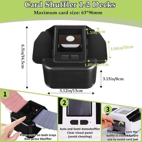 Automatic Card shuffler, 1-2 Deck Quiet & 2000 mAH USB-C Rechargeable Electronic Card shuffler, One-Press AUTO/Manual Card shuffler for UNO Poker Blackjack Skip-Bo Phase 10 in Kuwait