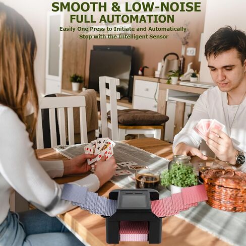 Automatic Card shuffler, 1-2 Deck Quiet & 2000 mAH USB-C Rechargeable Electronic Card shuffler, One-Press AUTO/Manual Card shuffler for UNO Poker Blackjack Skip-Bo Phase 10 in Kuwait