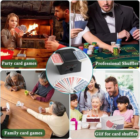 Automatic Card shuffler, 1-2 Deck Quiet & 2000 mAH USB-C Rechargeable Electronic Card shuffler, One-Press AUTO/Manual Card shuffler for UNO Poker Blackjack Skip-Bo Phase 10 in Kuwait
