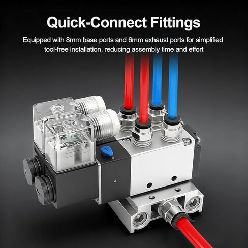 باومين صمام الملف اللولبي الهوائي 4V210-08 تيار مستمر 12 فولت براس واحد 2 وضع 5 اتجاهات 6 مع قاعدة in Kuwait