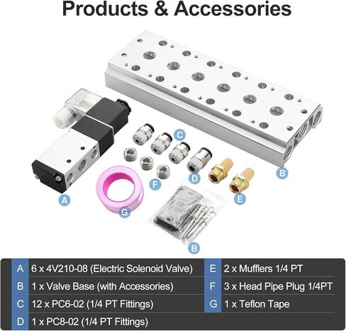 باومين صمام الملف اللولبي الهوائي 4V210-08 تيار مستمر 12 فولت براس واحد 2 وضع 5 اتجاهات 6 مع قاعدة in Kuwait