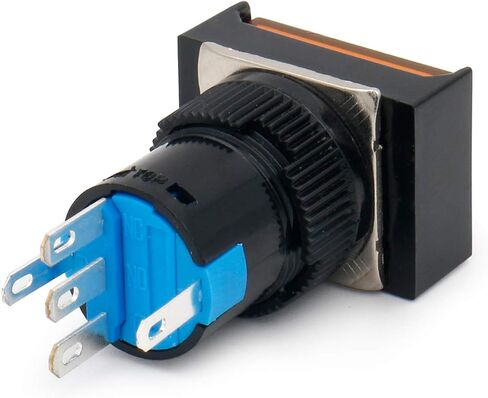 Baomain 5/8" 16mm Push Button Switch Latching Rectangular Cap LED Lamp Orange Light DC 12V SPDT 5 Pin 5 Pack in Saudi Arabia